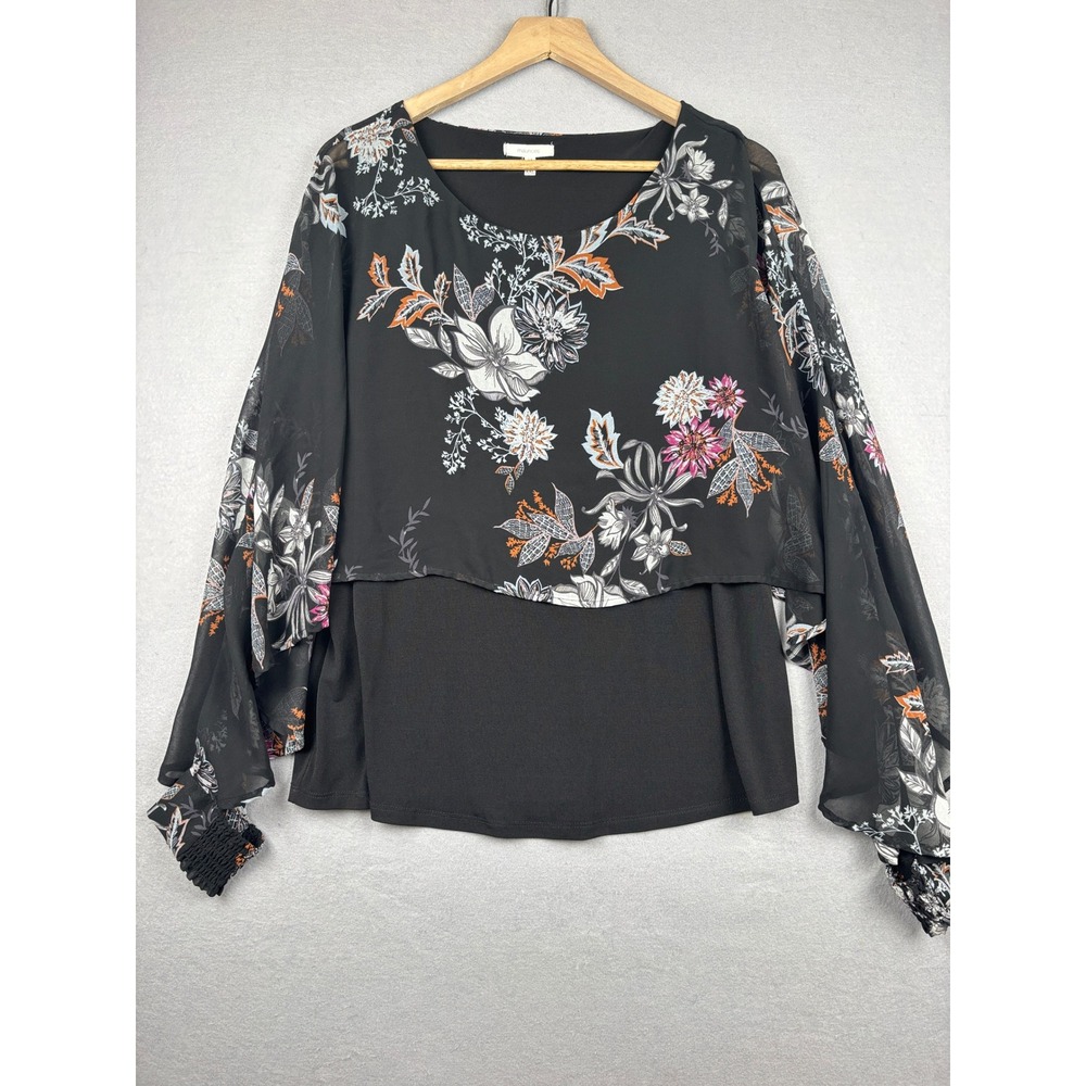 Maurices Blouse Womens XXL Floral Layered Sheer Sleeve Boho Romantic